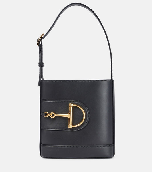 GUCCI small horsebit embellished leather bucket bag